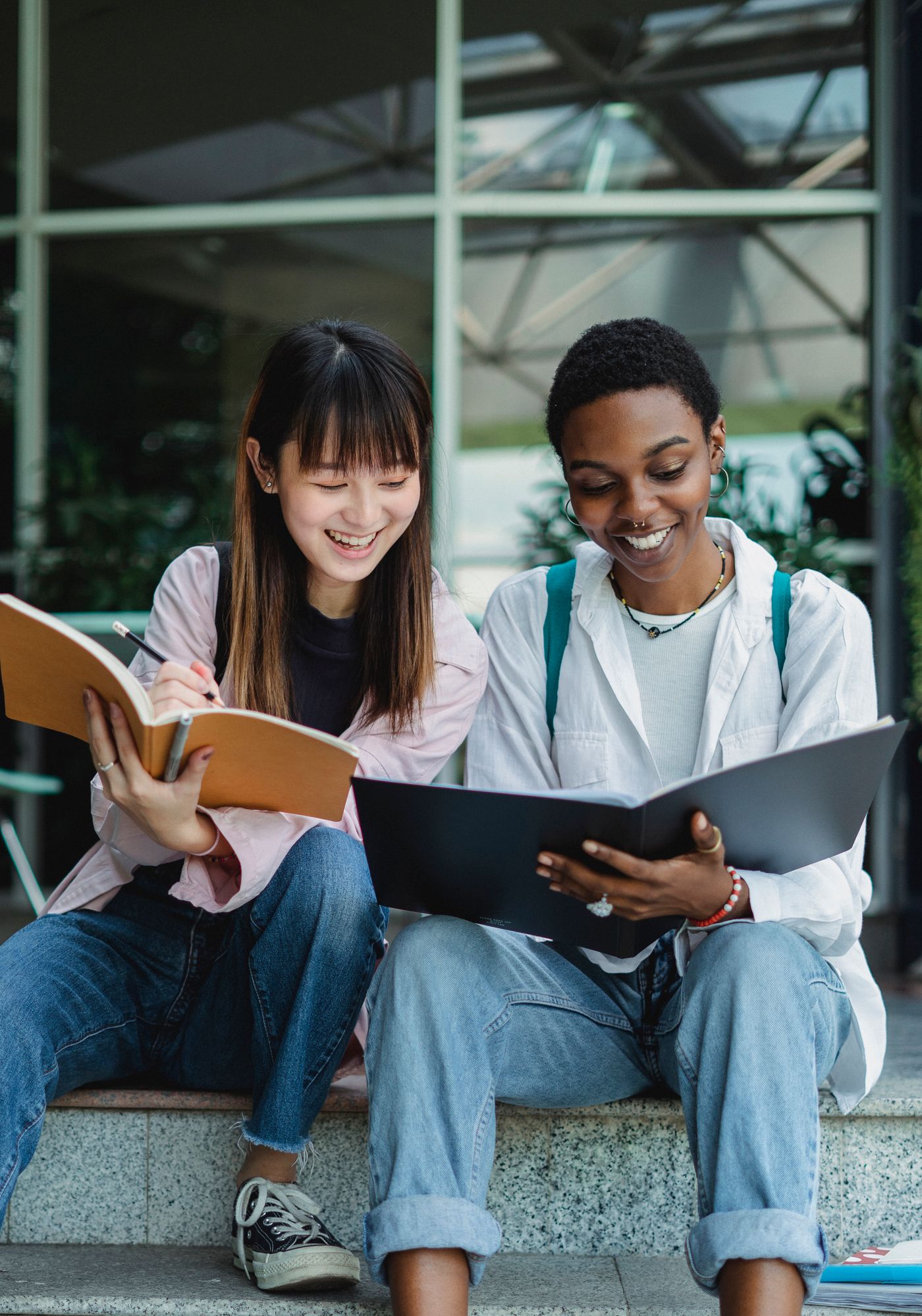 Two students studying together